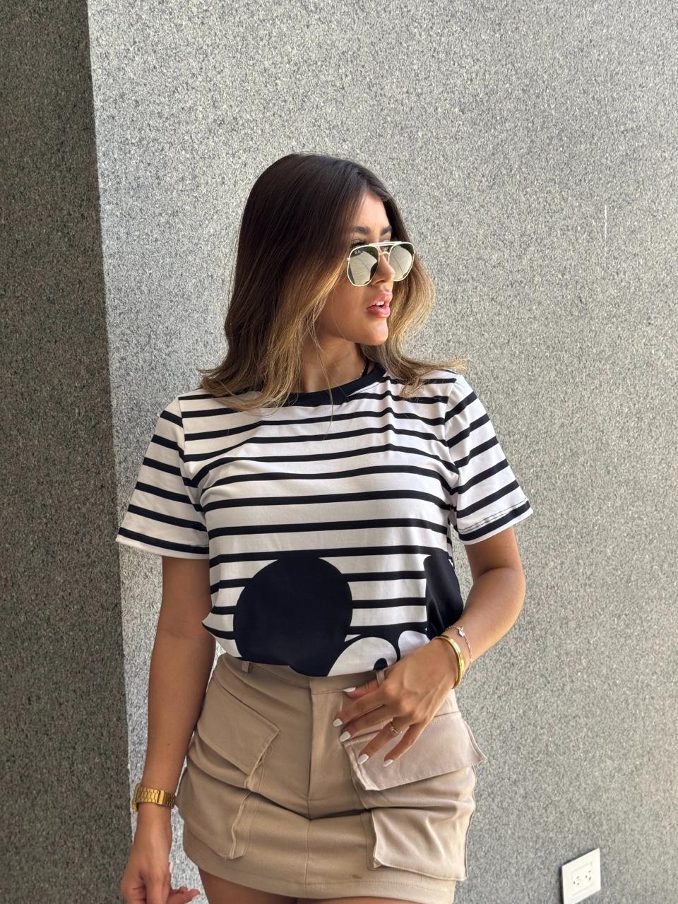 CAMISETA OVERSIZE RAYAS DE MICKEY MOUSE