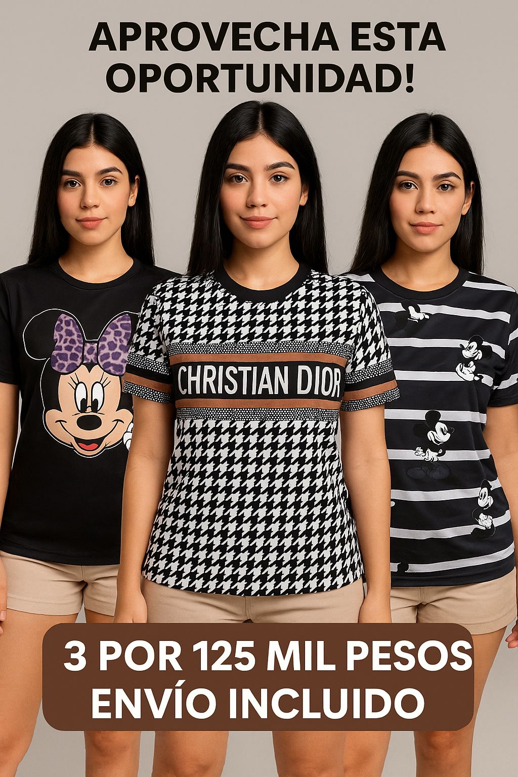 CAMISETAS OVERZISE X3 UNIDADES